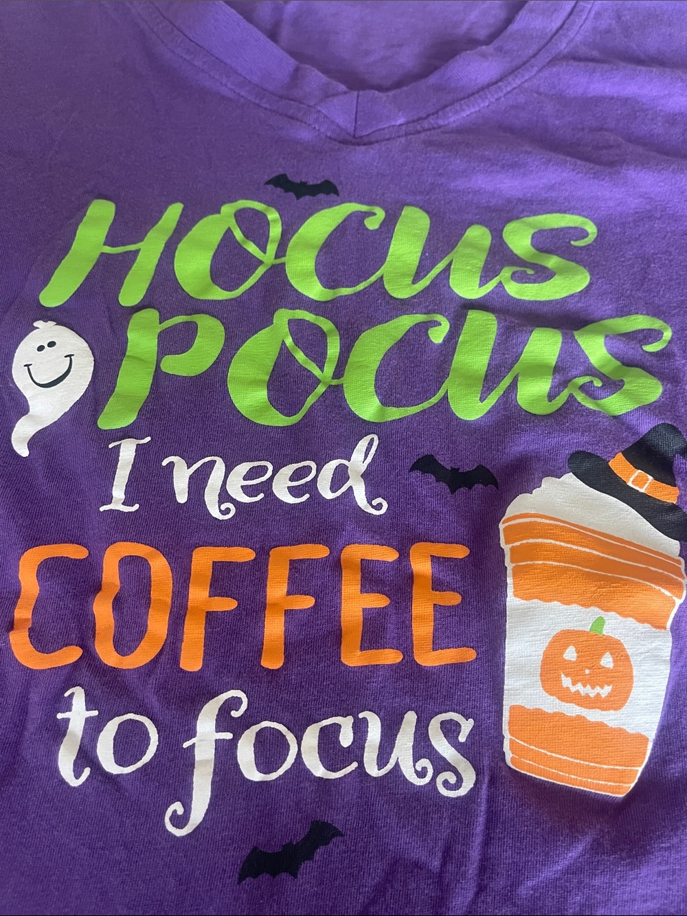 Purple "Hocus Pocus I Need Coffee to Focus" Halloween Tee